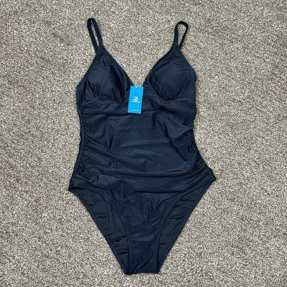 Cupshe Other - Cupshe Women's Black V Neck One Piece Swimsuit Bathing Suit Size Medium